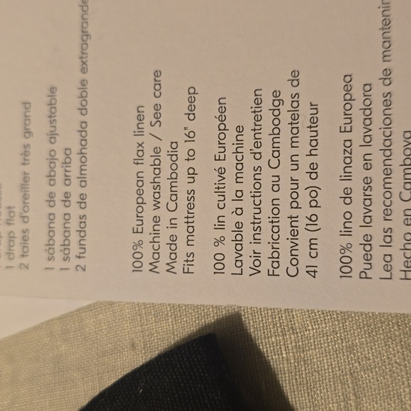 West Elm European Flax Linen Sheet Set Frost Gray, Size King, Retail $309.00US - Picture 10 of 16